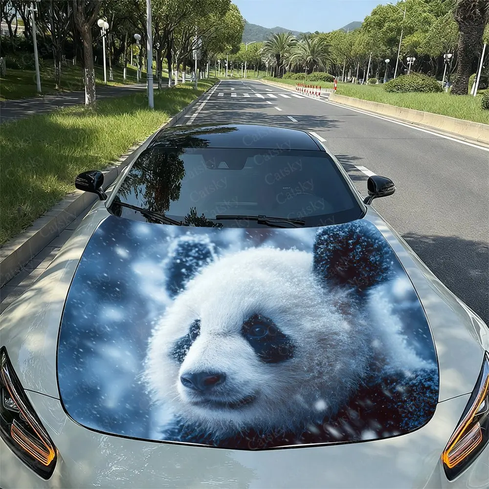 

Hood Wrap Decal - Ice And Snow Panda Sticker For Cars, Trucks & SUVs, Durable PVC Material, Vehicle Bonnet Accessory, Automotive