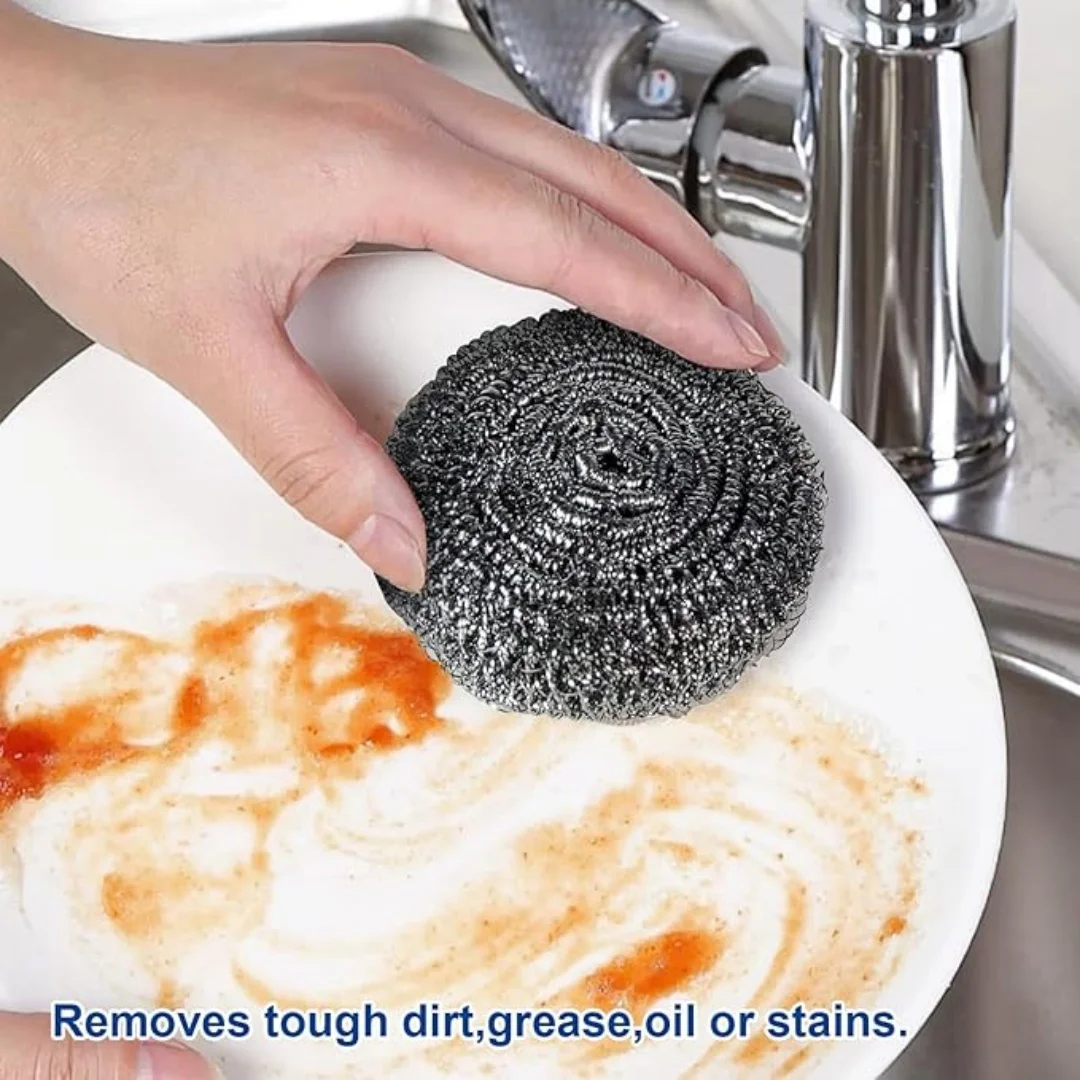 

2-Pack Stainless Steel Scrubbers -Rust-Proof Metal Wool Scrubbers for Cleaning Pots,Pans & Kitchen Surfaces,Heavy-Duty Scrubbing