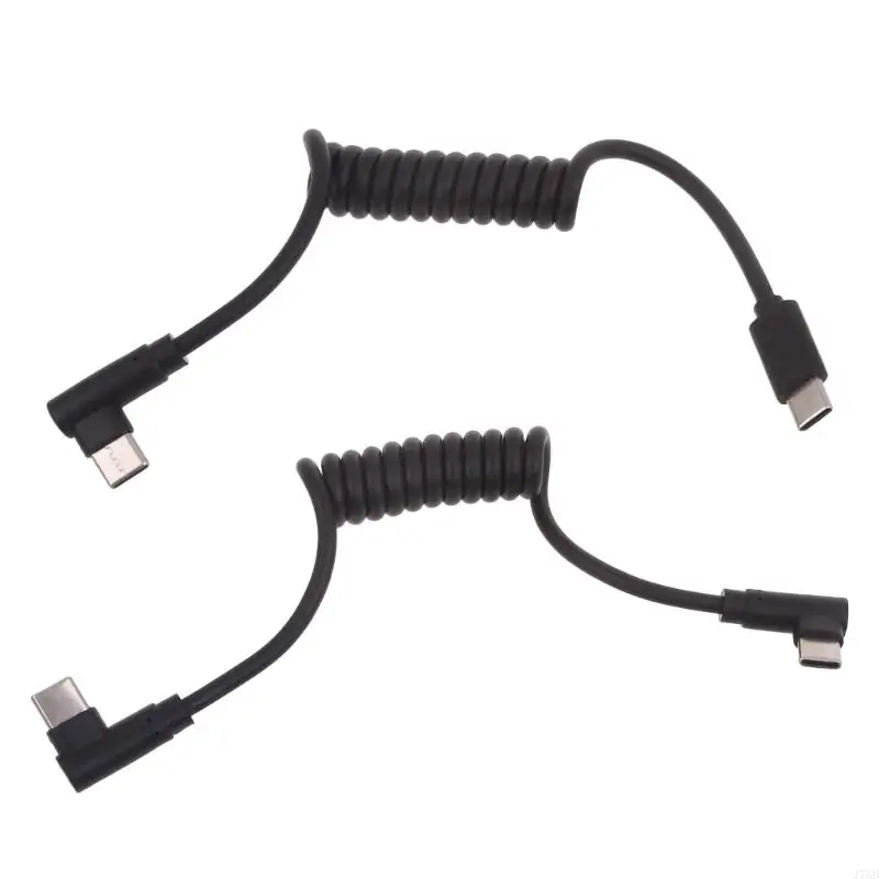 J78B Coiled Type C to Type C Cord 10Gbps Data Transfer Cord Support 60W Fast Charging