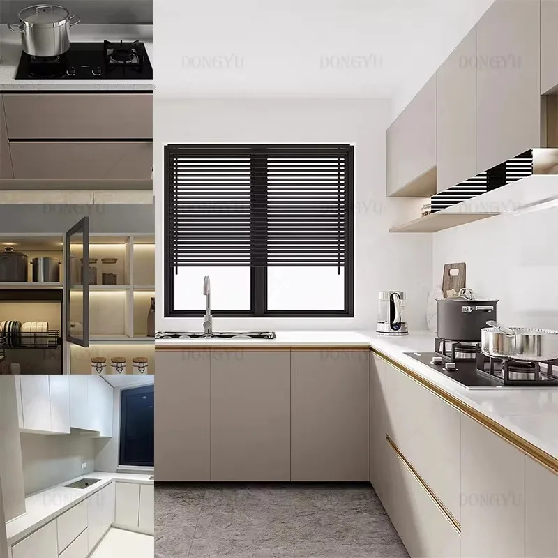 Cheap Price Modern Ready-Made Kitchen Cabinets with Sink Complete Cuisine Solution for Villa