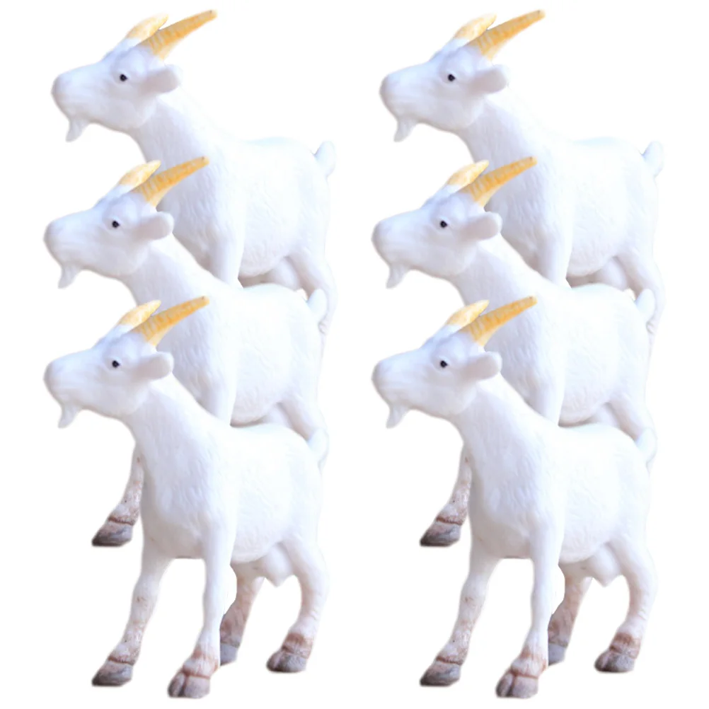 6Pcs Goat Models Farmhouse Animal Models Cartoon Goat Figurines Micro Landscape Goat Sculptures goat decorations