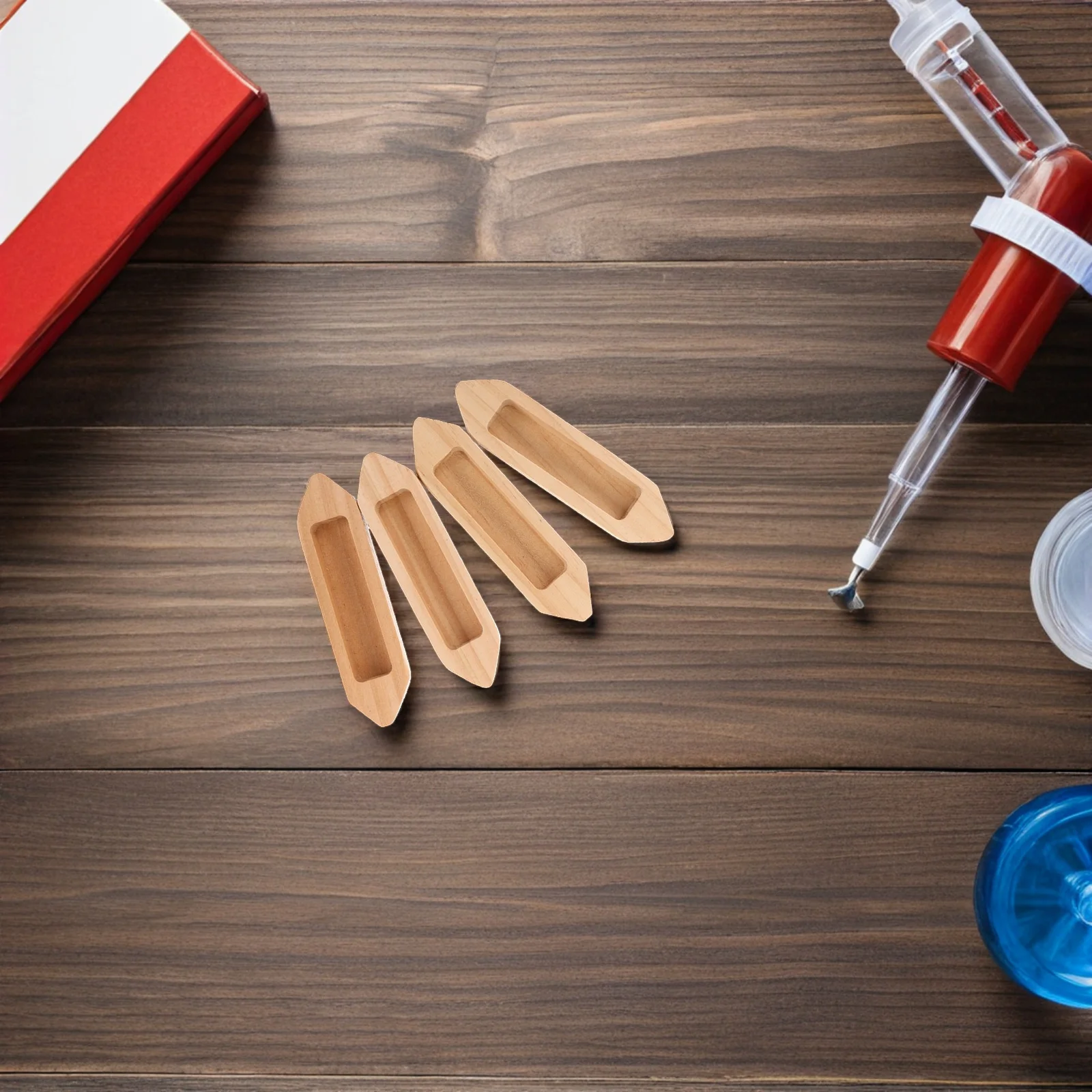 

4Pcs Wooden Canoe Boat Kit Unfinished Mini Floating Craft Bath Pool Sensory Waterrow for Children Wood Boat Model Kit