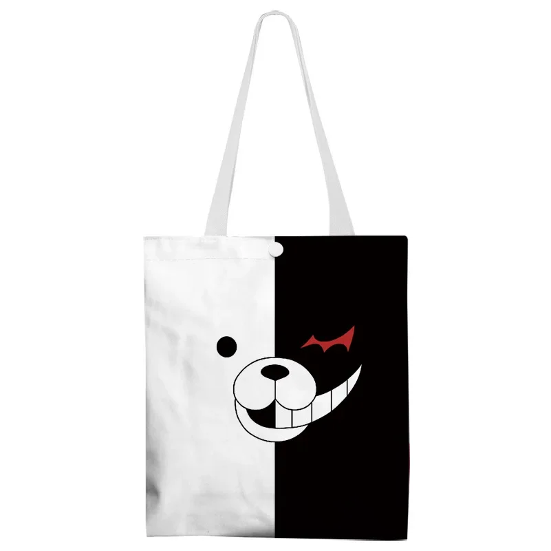 Anime Monokuma Danganronpa Black and White Bear Shoulder Bag Girls Canvas Shopping Bag