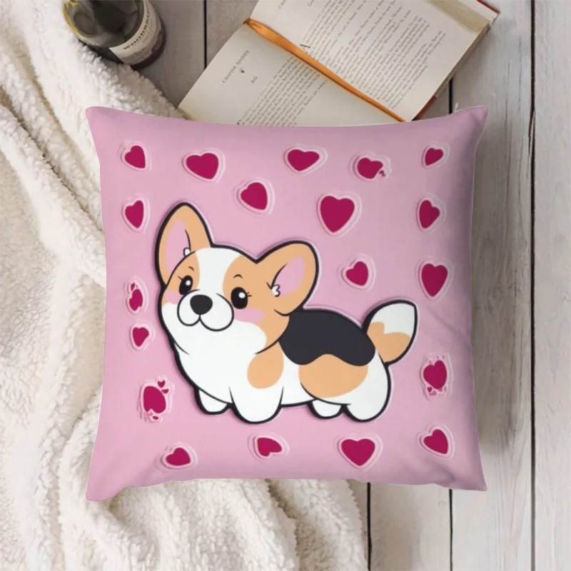 1pc, Optimistic And Loving Puppy, Valentine'S Day Photo, Gift of Anime Character, Pet Image, Thanksgiving, Christmas, Halloween, Birthday Gift, Suitable for Home Decor Pillowcase, Car, Sofa, Bedroom, Without Pillow Insert