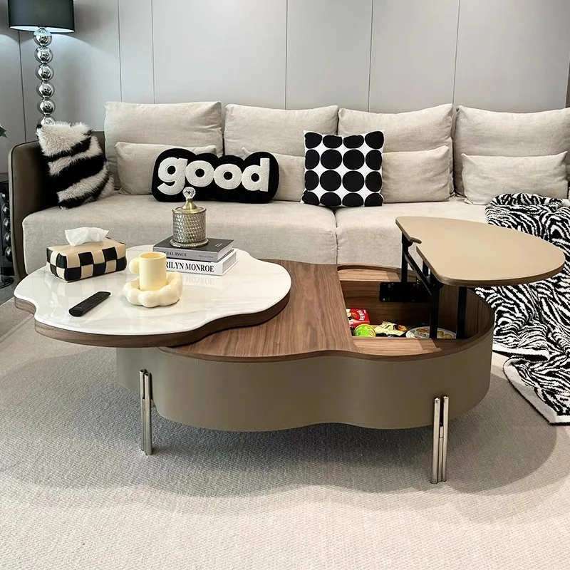 

Beige Hidden Storage Coffee Table Designer Unique Minimalist Nordic Coffee Table Folding White Stoliki Kawowe Do Salonu Home