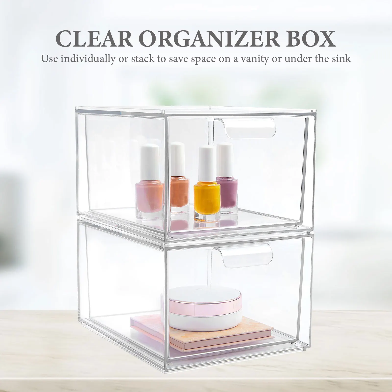 

Desktop Transparent Storage Box Clear Jewelry Organizer Container With Lid Detachable Holder For Cosmetics Beads Earring Ring