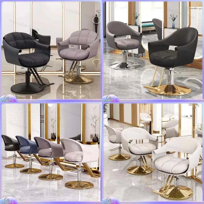 Professional Barber Chair 360 Degree Rotating Adjustable Hydraulic Salon Chair with Footrest Modern Leather Hairdressing