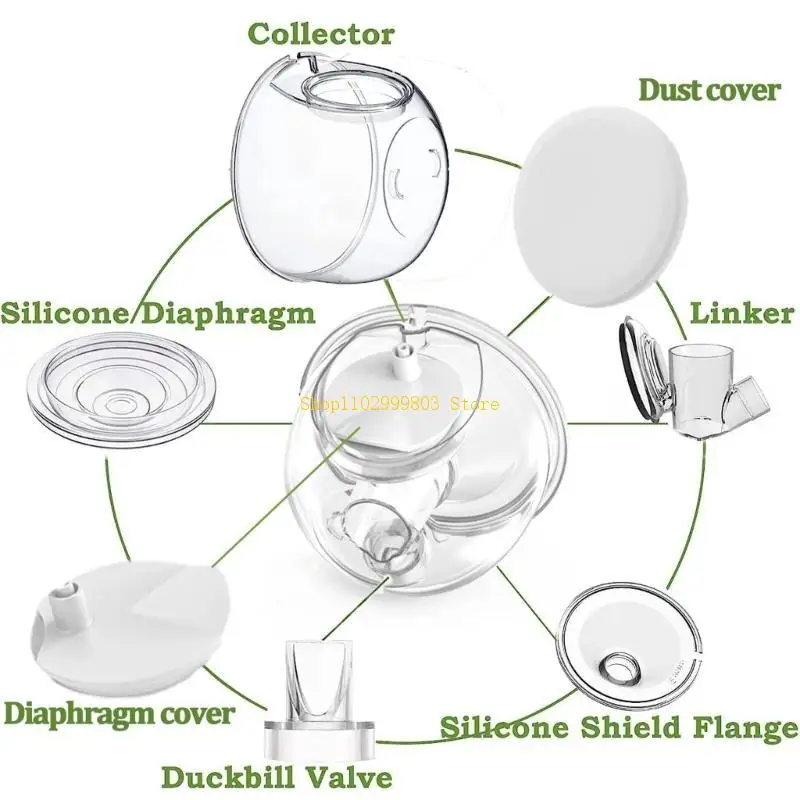 مضخة الثدي غطاء غبار غطاء شفة الحليب جمع كوب الجسم الحجاب الحاجز و بطة جبل صمامات مجموعة لمضخة الثدي S12 J0MF