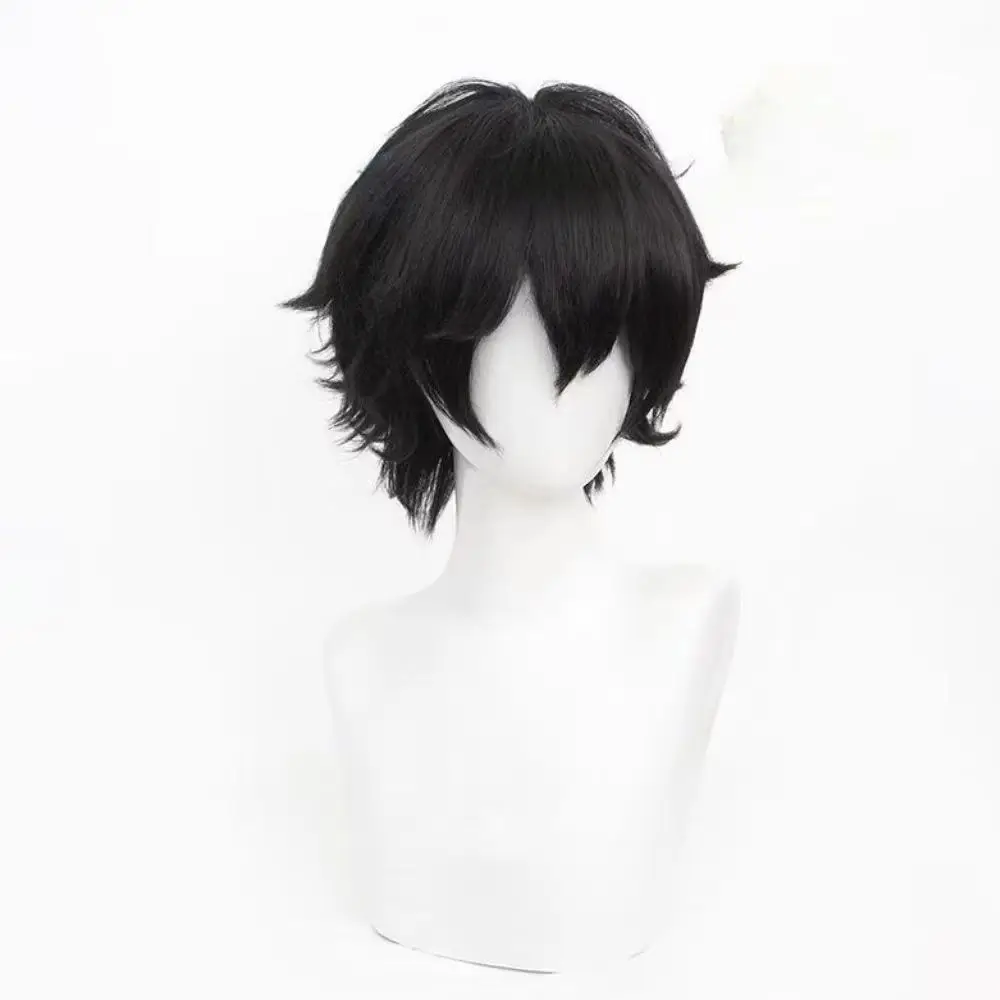 Andrew Cosplay Wig Black Short Hair Rose Net Cap Heat Resistant Synthetic Fiber Wig Halloween Party Wig Anime Wig For Men Wig