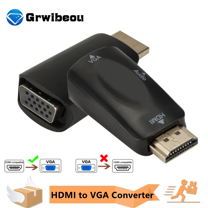 HDMI-compatible to VGA Female Adapter Cable Converter with 3.5 mm Jack Audio Cable HD 1080P Adapter For Laptop Display Projector