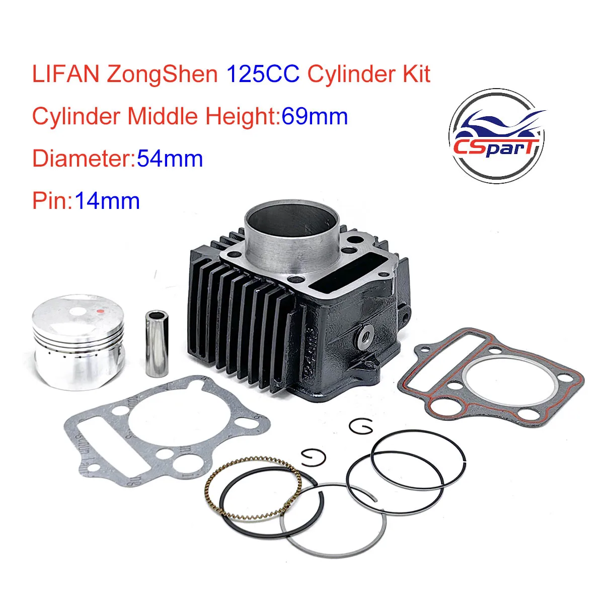 54MM 14MM 69MM Cylinder kit Lifan ZongShen Loncin YinXiang S125 125CC 1P54FMI Engine Kaya Xmotos Apollo Tmax Pit Dirt  Bike