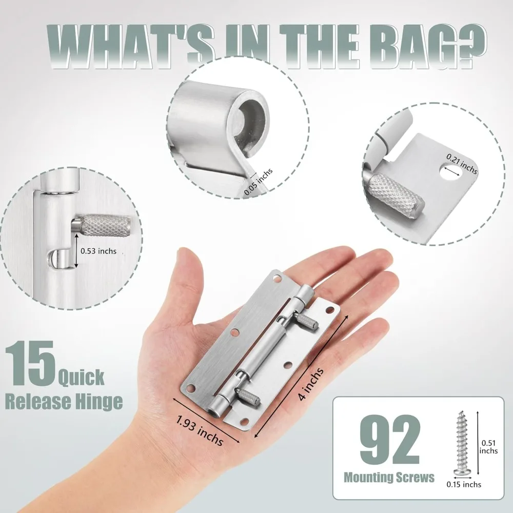 

4 Inch Quick Release Hinges, Stainless Steel 304, Detachable Spring Hinges for Cabinet Doors & Enclosures