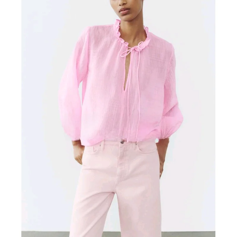 

Romantic Sle Long Sve V-Ne irt Весенняя новинка Faion Sweet Knot Многослойное украшение для женщин Премиум irt