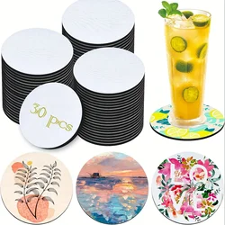 30PCS Washable Blank Sublimation Coasters,Soft 10cm Cup Coasters- Anti-Slip, Bendable for DIY Festive Occasions
