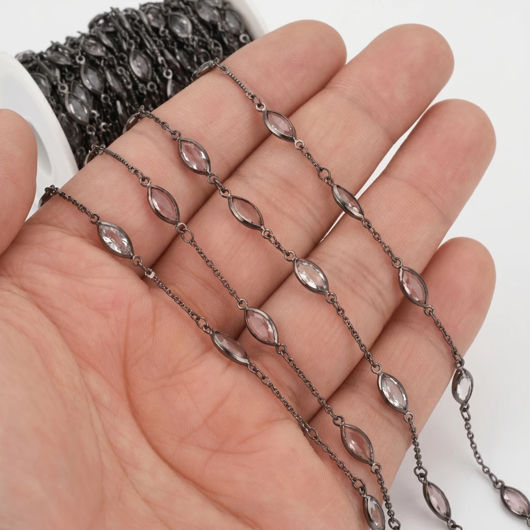 1meter Crystal Chain for Jewelry Making 18K Gold Plated Brass Jewelry Chains Bulk Gold Bar Stick Chain Link Necklace Bracelet