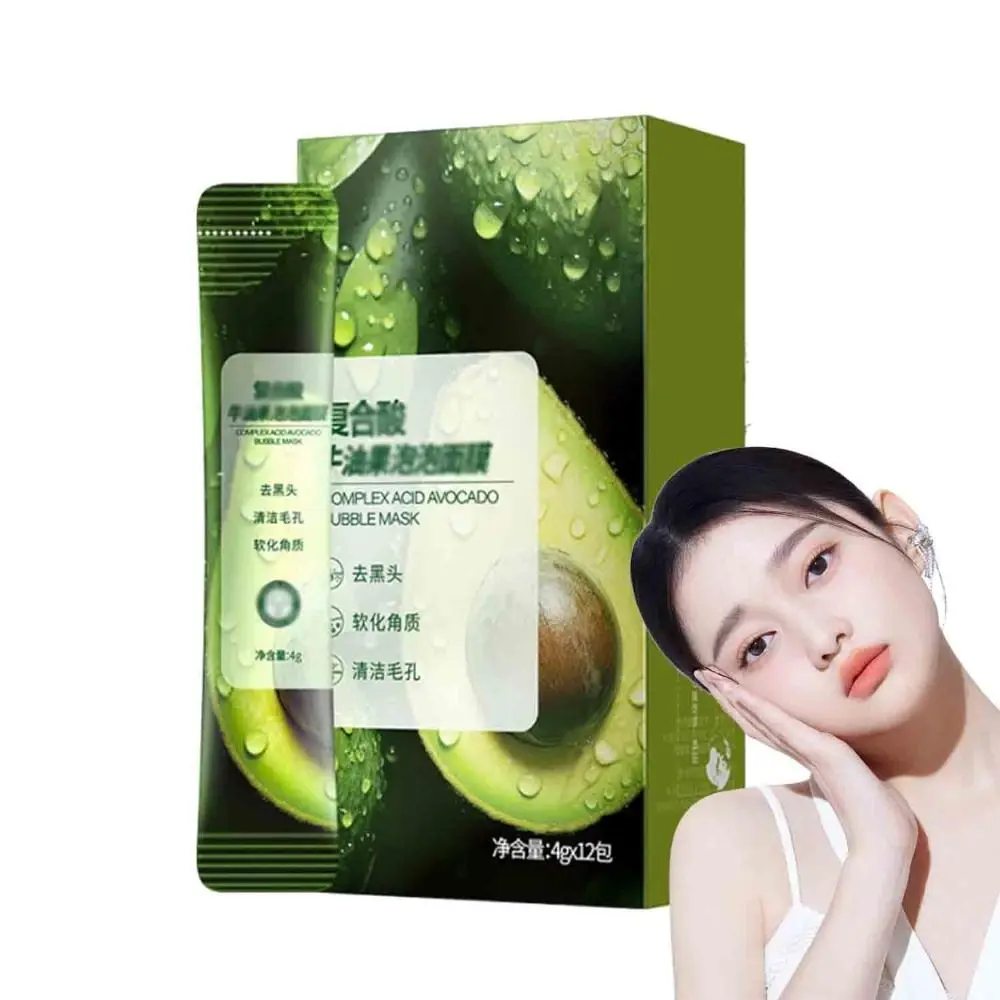 Complex Acid Avocado Facial Bubble Mask Moisturizing Fast Foam Avocado Bubble Mask Remove Blackheads Oil Control