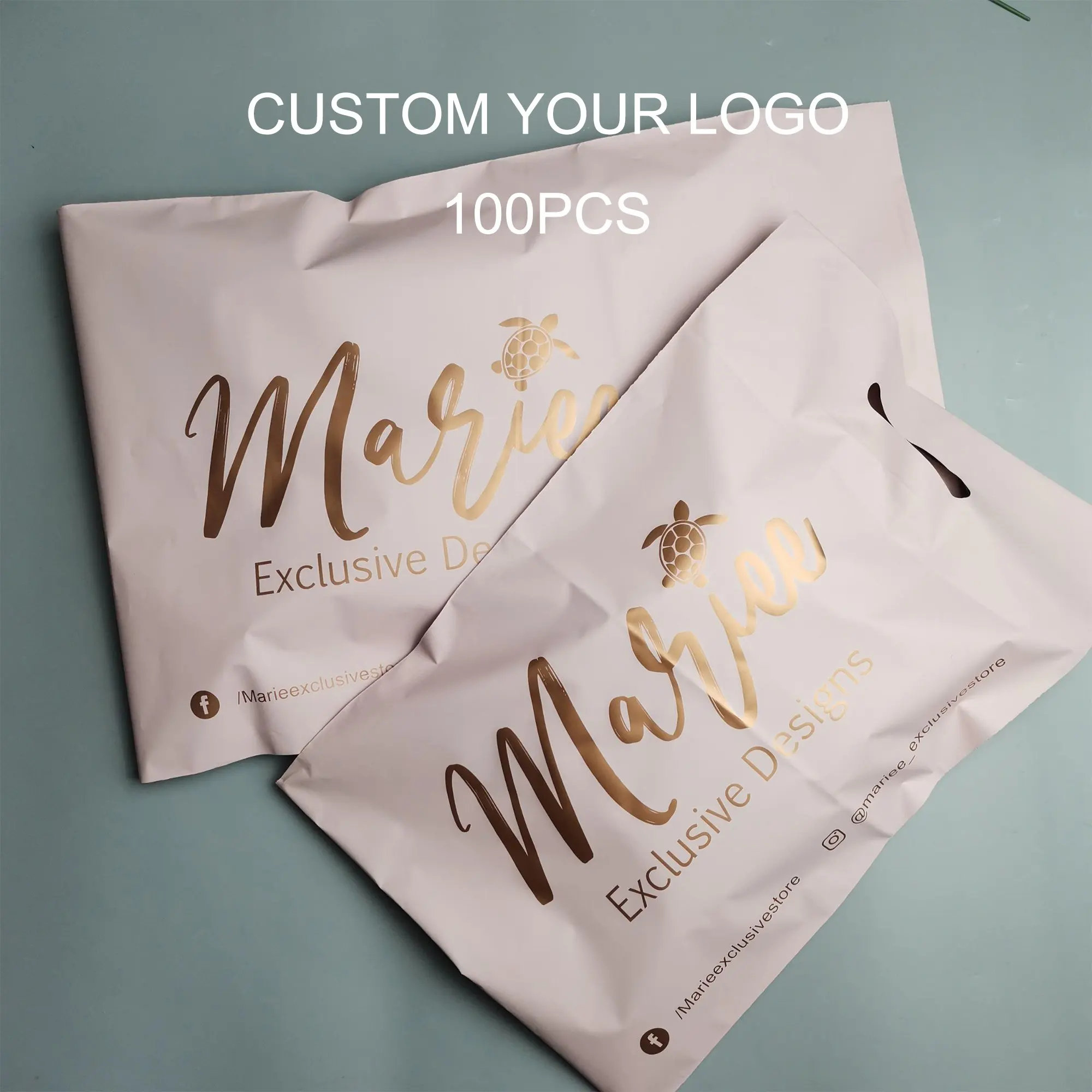 

custom logo print matte pink light shipping clothing poly shipping mailer bag Carry clothing bag Handle courier bag