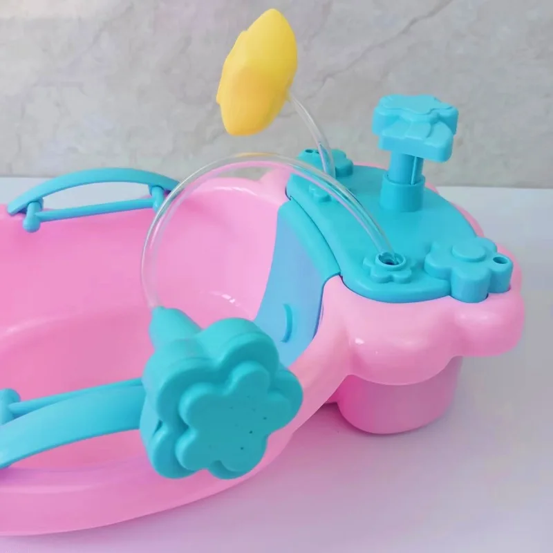 Kids Simulation Princess Doll Bath Tub Furniture Toy Accessories Fun Doll Water Play Press Spray Small Bathtub Play House Toy