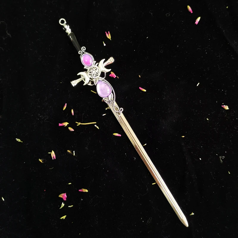 Witch 20cm DIY Charm Hairpin Sword Dagger Hair Sticks Luxury Metal Hair Accessories For Women Gift