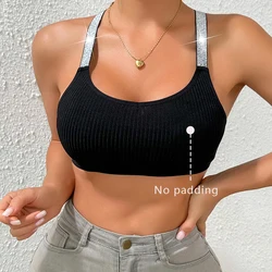 Seksowne biustonosze sportowe Fitness Bielizna damska Joga Crop Tank Top Prążkowane bielizna bez pleców Biustonosze Wygodny biustonosz Push Up Chic Vest