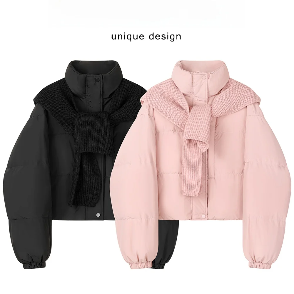 

Корейское пальто Puffer Jaet, женское пальто с воротником-стойкой, белое пальто Du down, удобная прямая трубка для поездок на работу