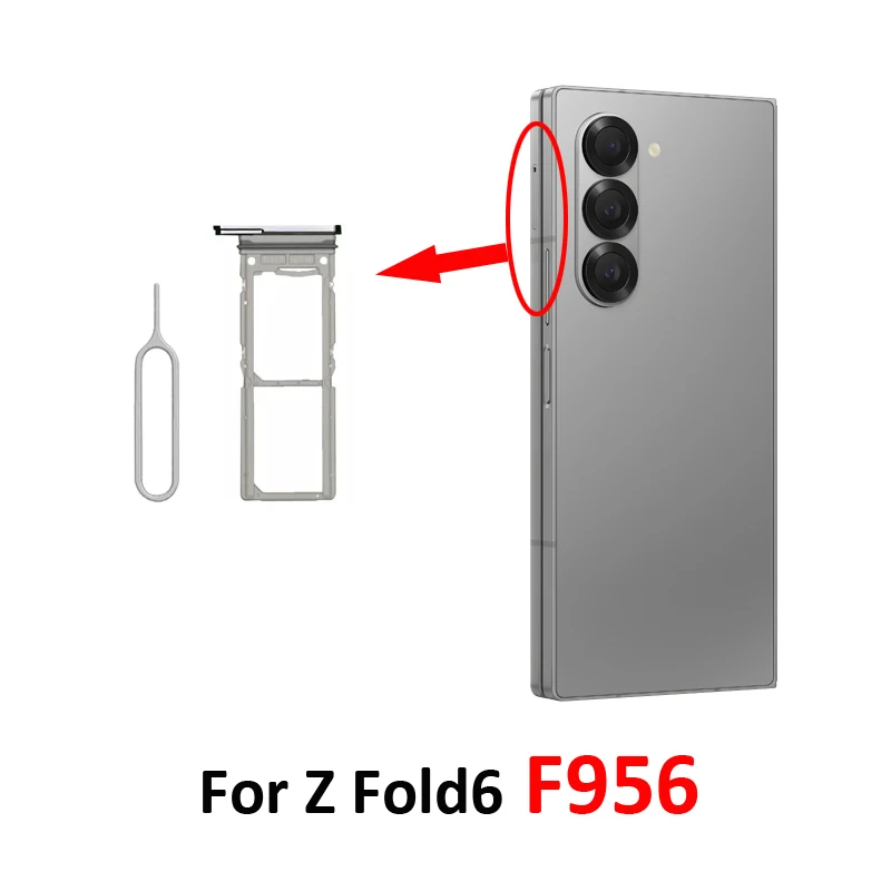 Para Samsung Galaxy Z Fold 6 Fold6 F956, carcasa nueva con bandeja para chip SIM, soporte y bolsillo, piezas para teléfono, SIM simple o doble, negro 3