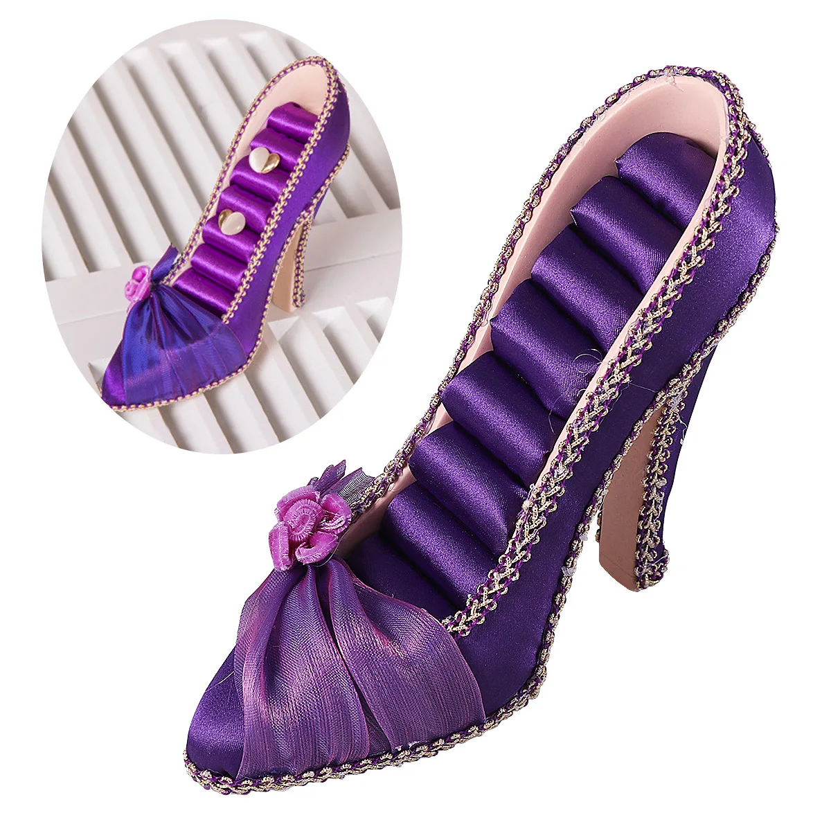 

High Heel Jewelry Jewelry Display Stand Organizer Stand for Ear Stud Ring Display Purple Rack Storage