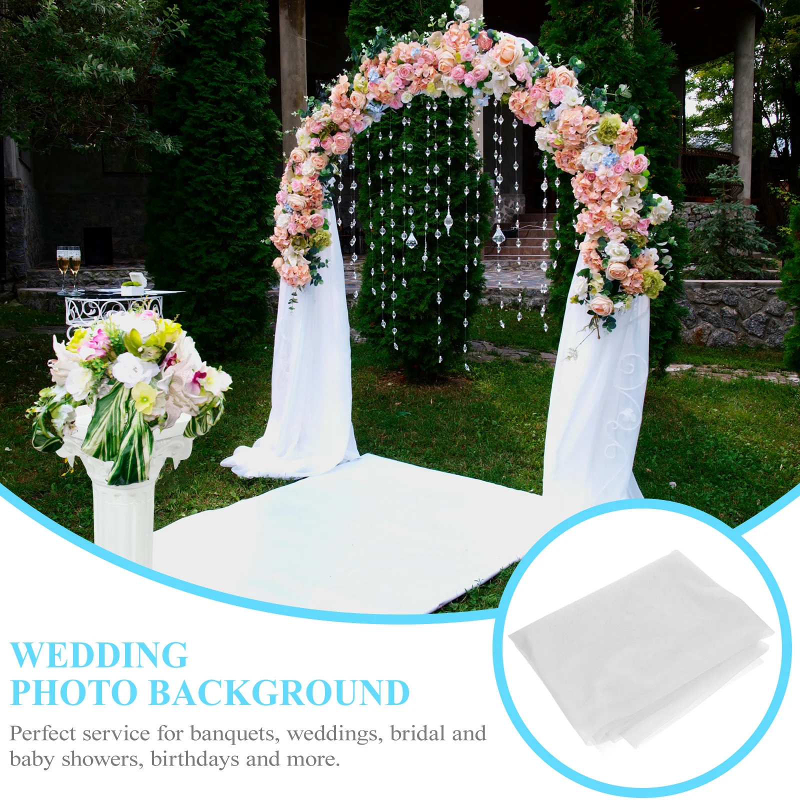 

Tulle Backdrop Curtain Reusable Nylon Wedding Backdrop Drapes Photo Background for Party Celebration Shower Decor