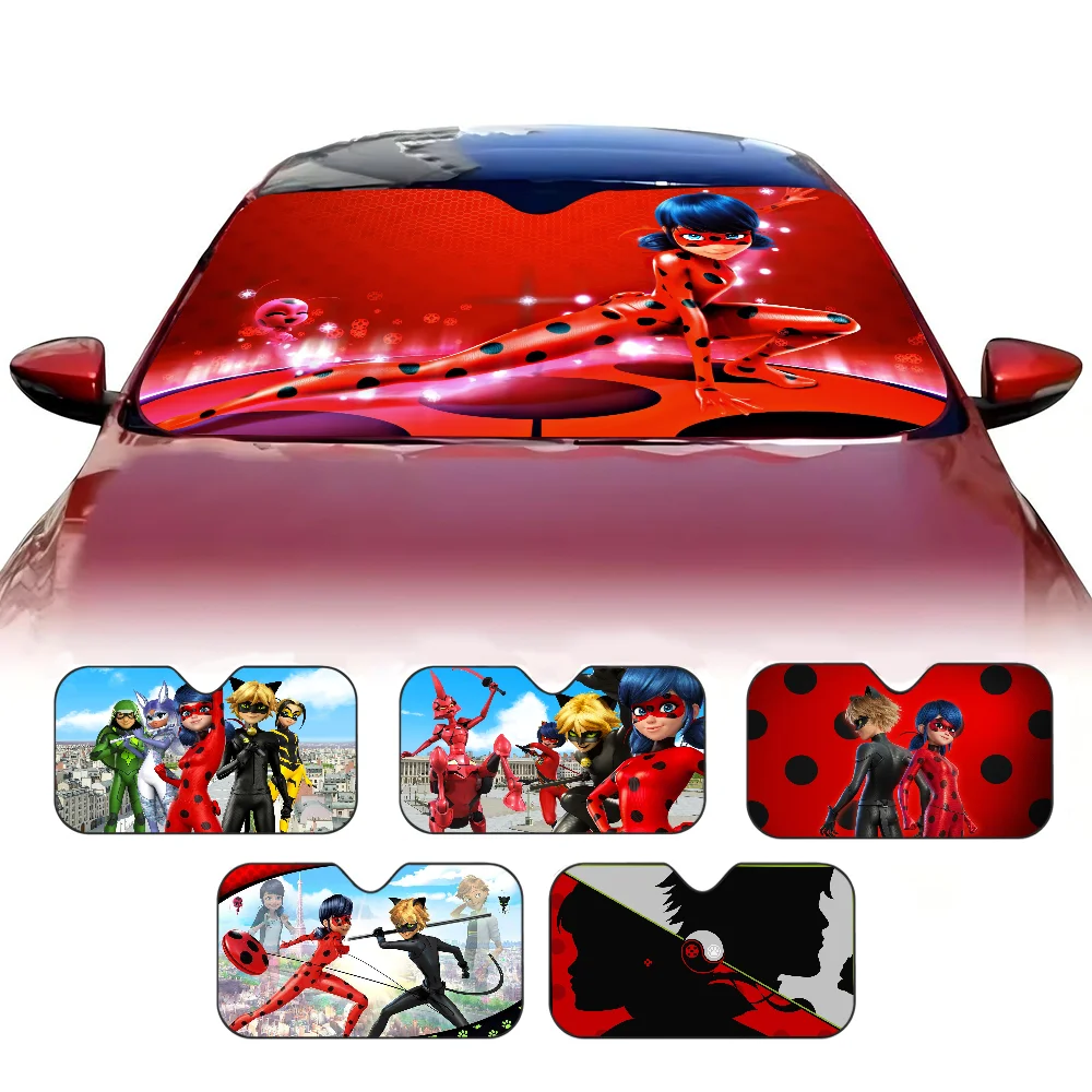 

L-Ladybugs Custom Cartoon Anime Car Windshield Sunshade Foldable Sun Blocker Car Window Shades