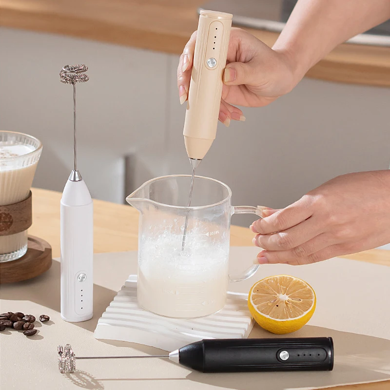 Wireless Milk Frother Coffee Cappuccino Frother Milk Whisk Egg Beater Handheld Blender Stainless Steel Coffee Maker Whisk Mixer
