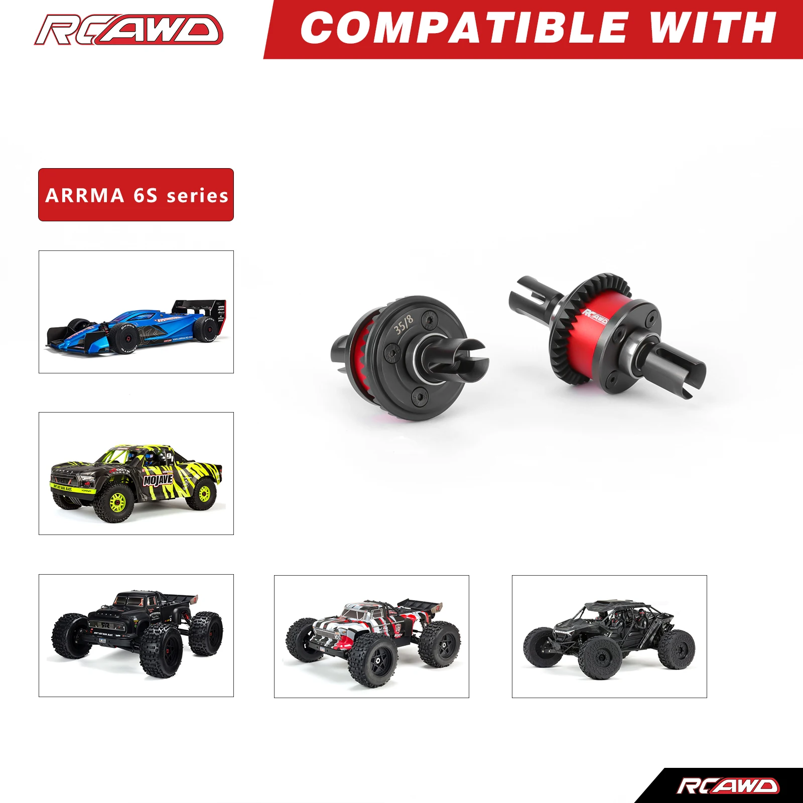 RCAWD 35T 8T EXB Front Rear Diff Set 10K 35T Differential 8T Input Gear For Arrma 6s 1/7 1/8 FIRETEAM MOJAVE KRATON Upgrade Part