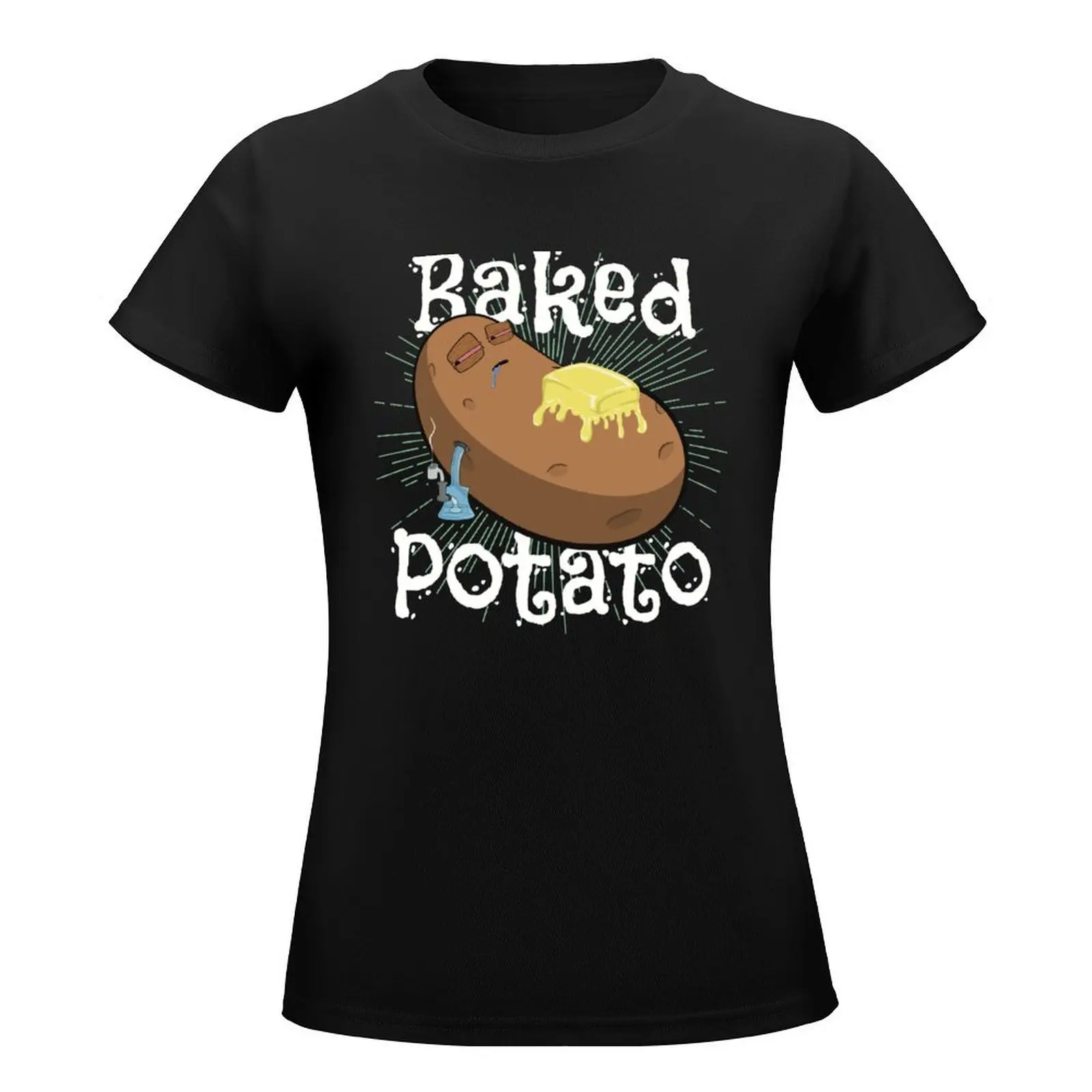 Stoned baked potato cartoon-baked potato T-Shirt lady clothes summer clothes ariat shirts for Women