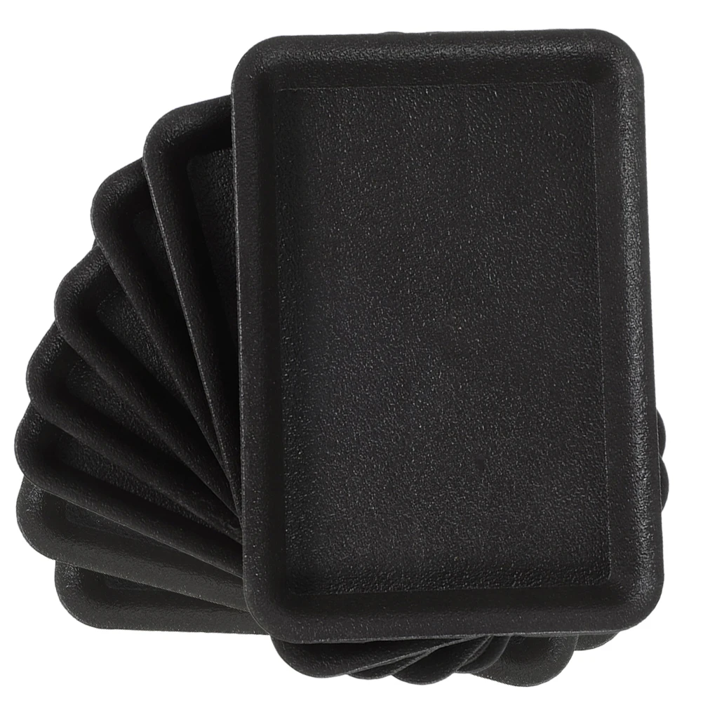 

8 Pcs Black Plastic Flower Pot Tray Rectangular Plant Saucer Drip Planter Base Use Prevent Water Flow Keep Clean