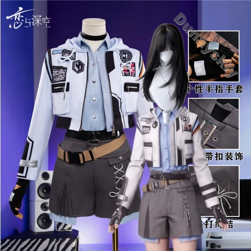 

Caleb​ Couple Matching Cos Female Lead Cosplay Dress Love And Deepspace Silent Agreement Streetwear Moto Coat Uniform Halloween