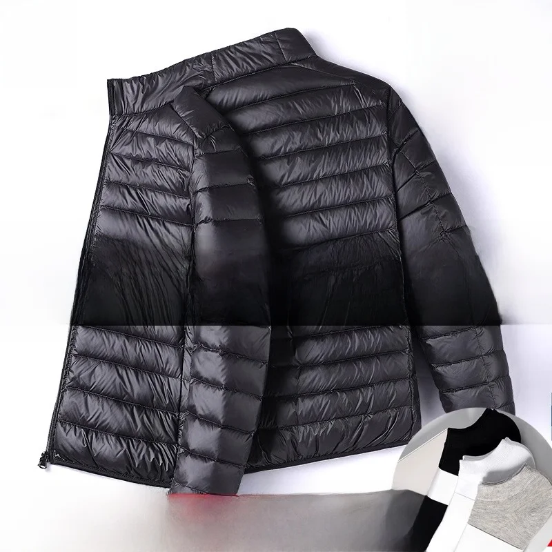 Men's down Jaet 2025 New Sle White Du Feather Hooded Lightweight Trendy Autumn Winter Stand Collar Coat Slim Fit Outerwear