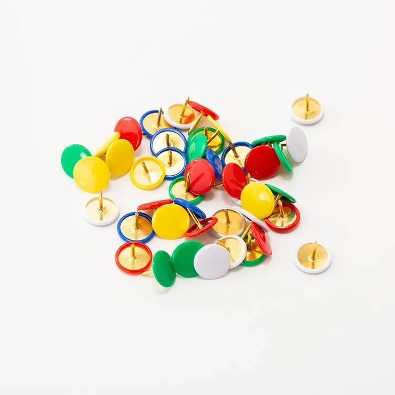 200 pcs Round Head Push Pins, Soft Coated Grip, Calendar Photo Pinning Notice Poster Fixing, Random Color Assortment