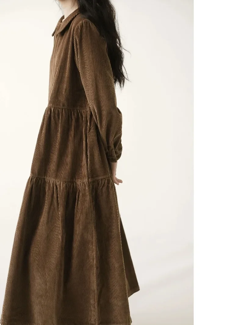 الخريف الشتاء سروال قصير فستان المرأة فساتين غير رسمية موضة أنثى Vestidos طويلة الأكمام خمر ألف خط فستان فساتين حريمي