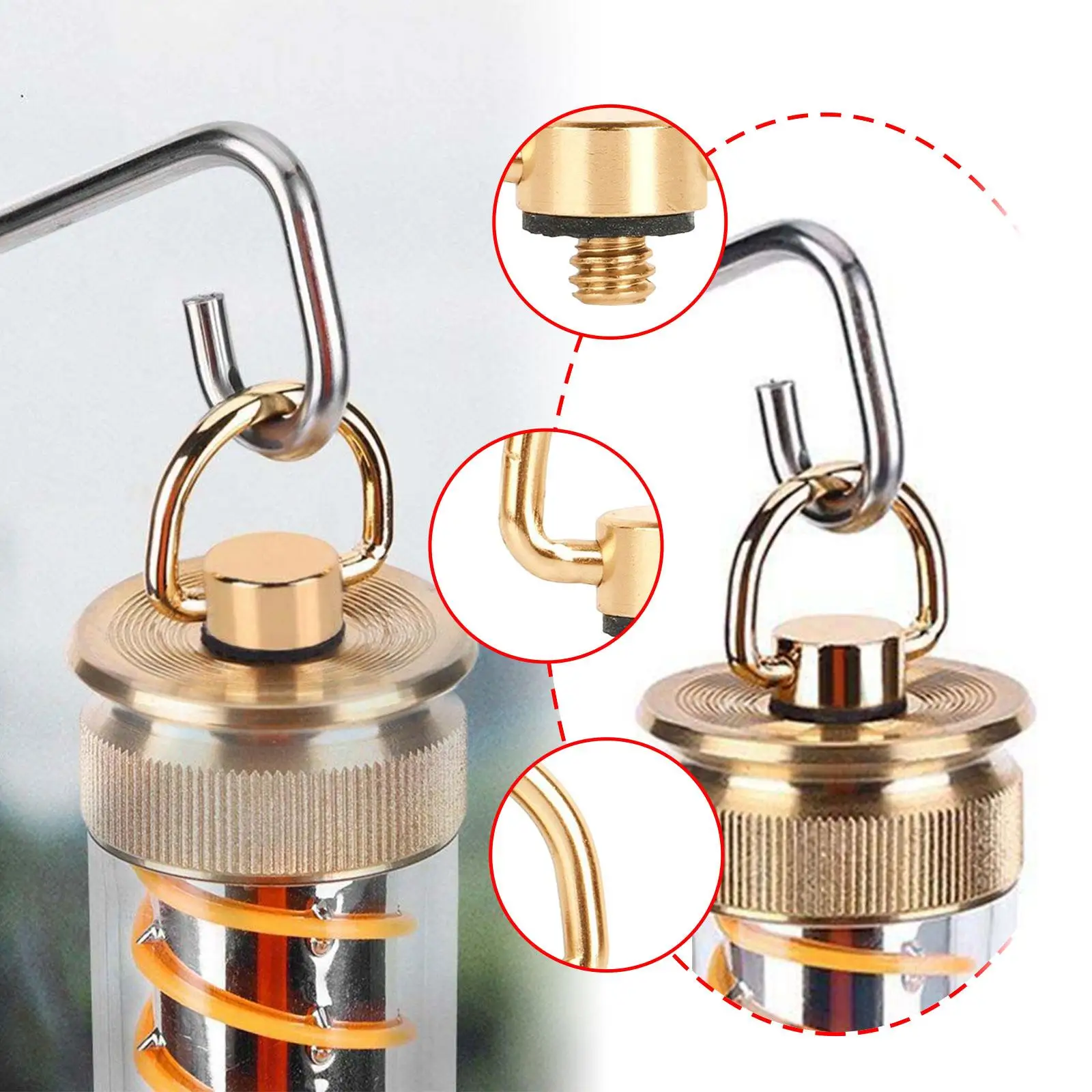 

Camping Light Hanger D Ring Outdoor Lighting Versatile Lamp Hanging Loop Portable Tent Light Loop Hook 1/4 inch Thread Interface