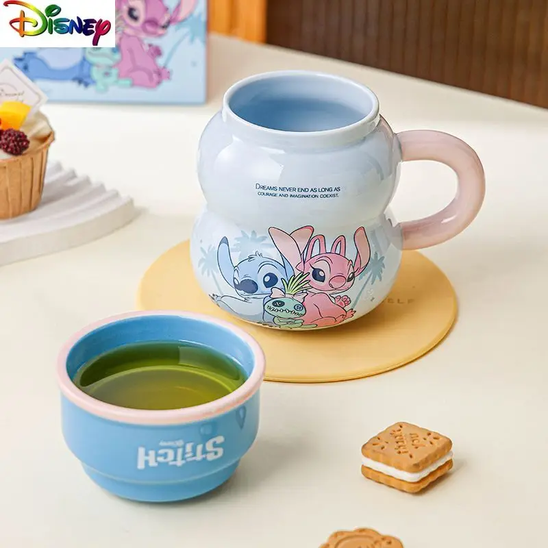 ディズニーの新しい蓋付きマグカップ、かわいい漫画のミッキーのドリンクカップ、家庭用クリエイティブな軽贅沢な立体セラミックコレクションカップ