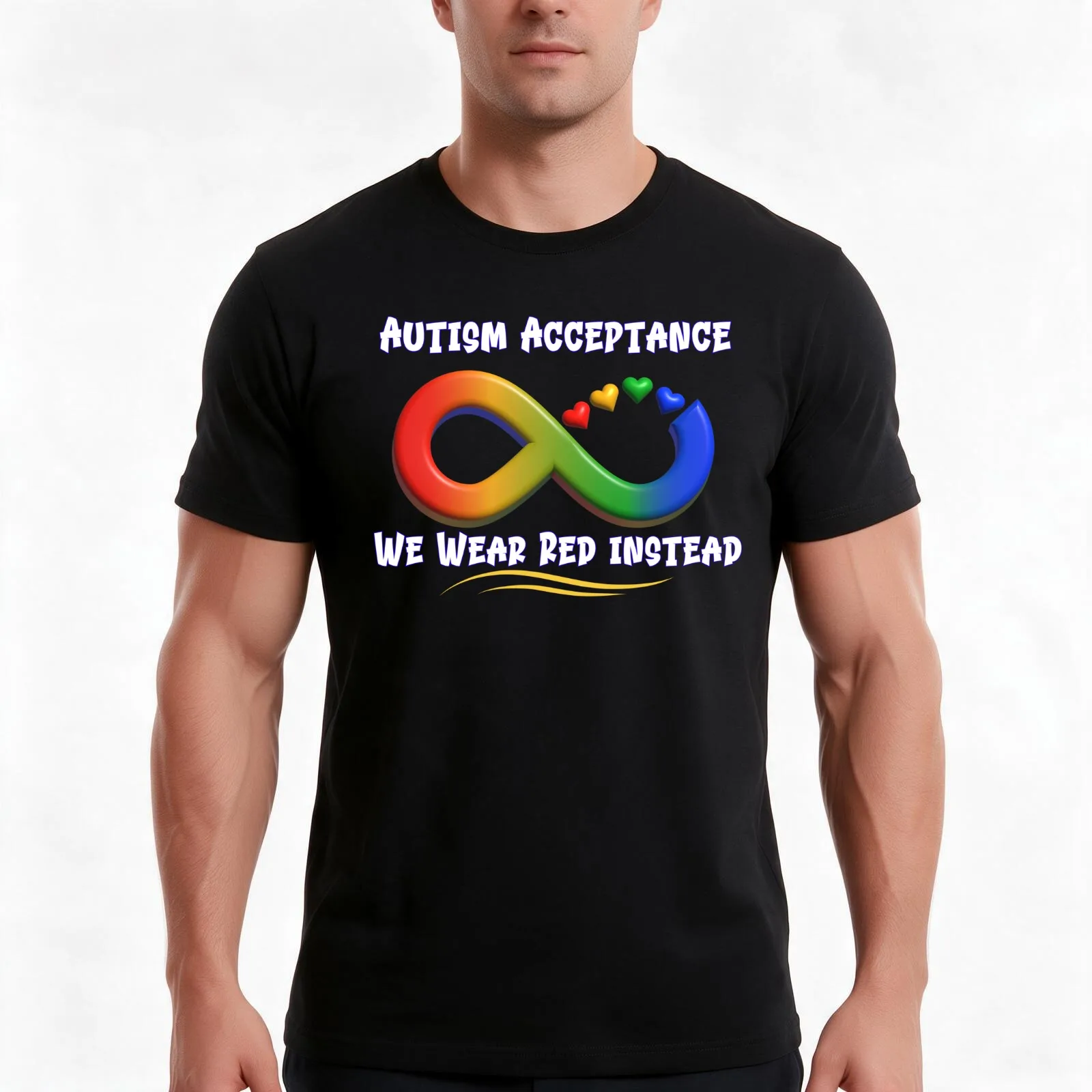 Autism Acceptance We Wear Red Instead T-Shirt, Summer Casual Cotton Tee, Oversized Streetwear Tops, Vintage Graphic Print