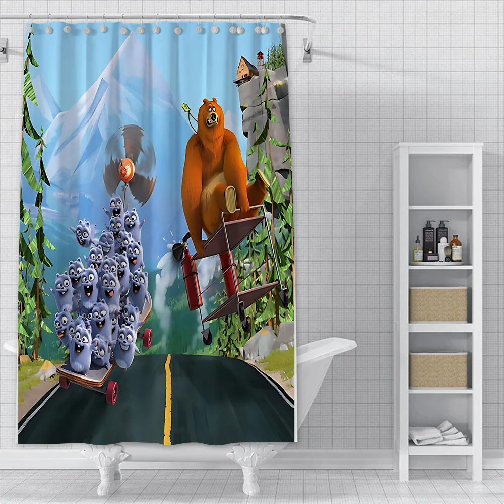 Shower Curtain Waterproof Polyester Fabric Paint Colorful Bath Curtains Grizzy and The Lemmings Home Bathroom Decor With Hook