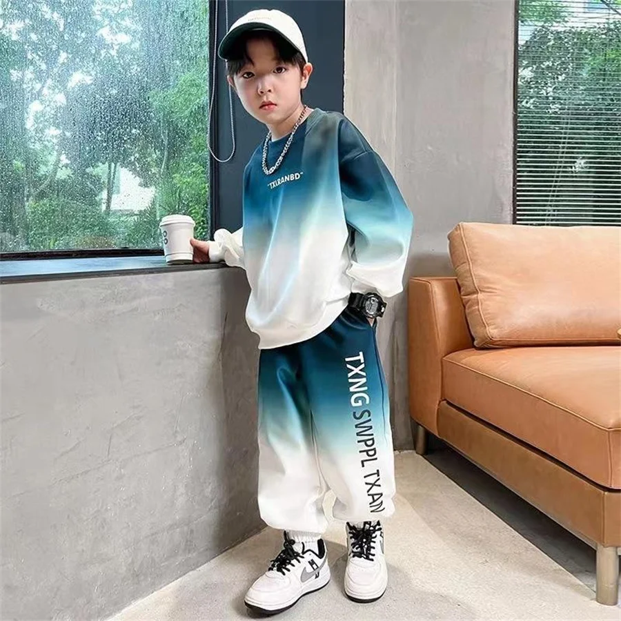 Teen Set New Boys set Letter print  kids Long sleeve sports shirt + Pants Boys set Fall spring children\'s clothing