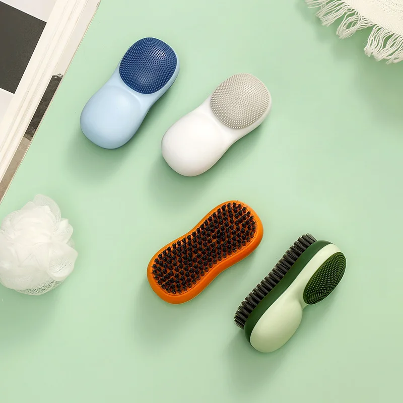 Creative color contrast washing brush Double-sided bristles multi-functional soft rubber underwear cleaning brush artifacts shoe