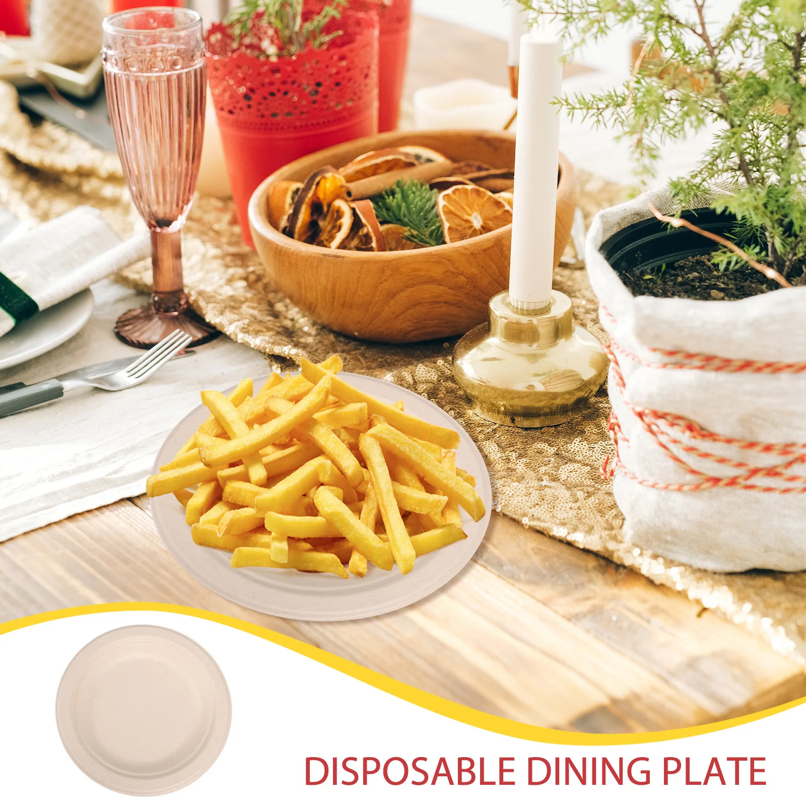 

50Pcs Elliptical Dinner Plate Safe Paper for Festival Dessert Serving Multi-Functional Cake Platter Use