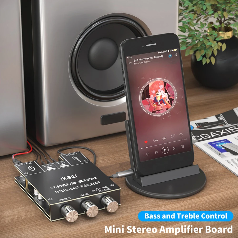 ZK-502T 50Wx2 مكبر صوت استيريو لوحة وحدة مكبر صوت متوافقة مع البلوتوث