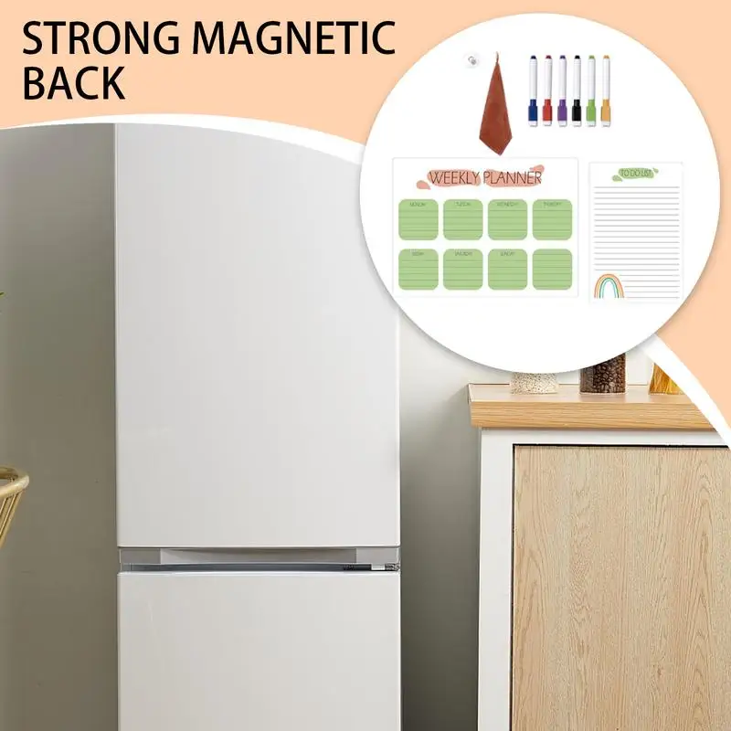 Tableau mémo magnétique pour réfrigérateur, tableau effaçable à sec, hebdomadaire, étanche