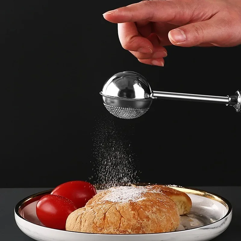 1PC Stainless Steel Baking Powder Sugar Spreader Manual Flour Sieve Sugar Flour and Spice Filter Colander Tool