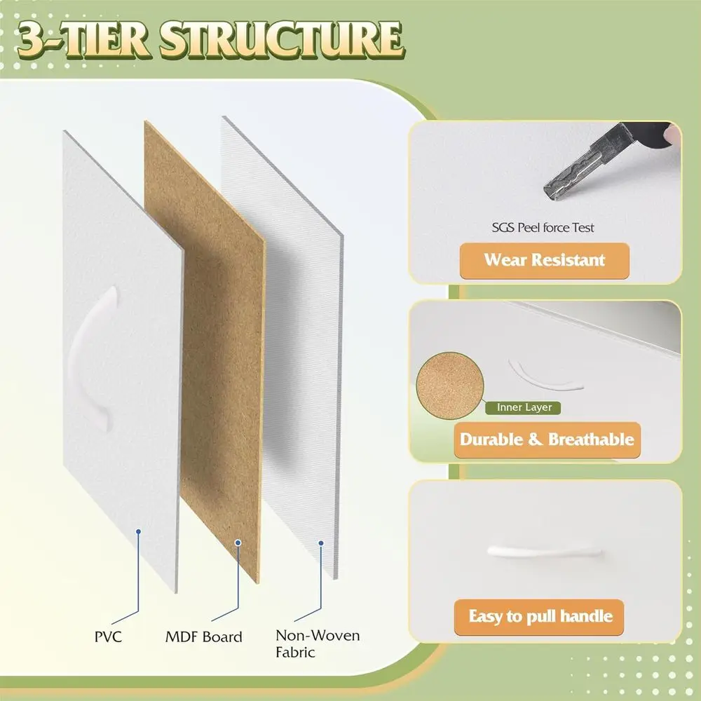 9-Tier Fabric Storage Tower for Bedroom, Hallway, or Closet with Easy Pull Handles, White