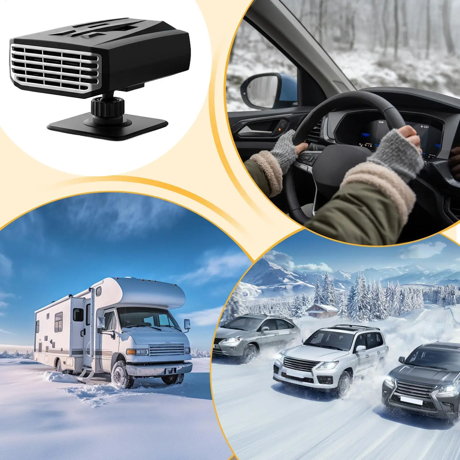 Car Heaters For Vehicle 120W 2 Modes Angle Adjustable Fast Heating Low Noise Car Space Heater For Camper Station Wagon SUV RV