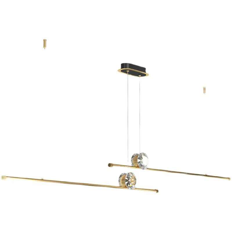 

Modern personality one-word long restaurant light luxury chandelier Nordic simple model room tea room island bar chandelier